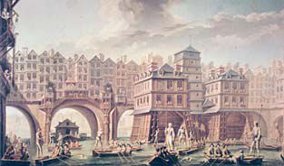 La pompe du pont Notre-Dame � la fin du XVIII�me si�cle, J.-B. Raquenet.