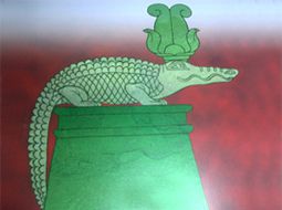 Petesoukhos, crocodile sacr�, incarnation du dieu Sobek, cr�ateur du monde coiff� de la couronne d'Amon.