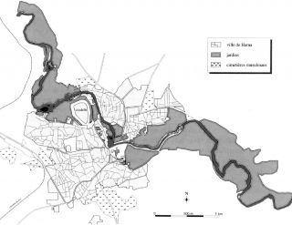 Fig. 6 � Les jardins de l�Oronte dans la ville de Hama et ses environs dans les ann�es 1930-40.
